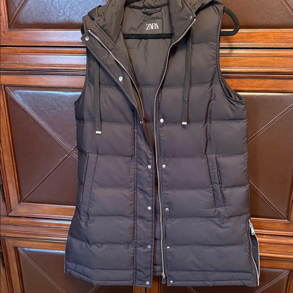 Zara Women's Dark Brown Quilted Vest